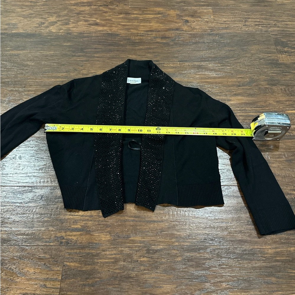 Calvin Klein Women's Black & Rhinestone Cropped Cardigan Size M - Picture 7 of 8